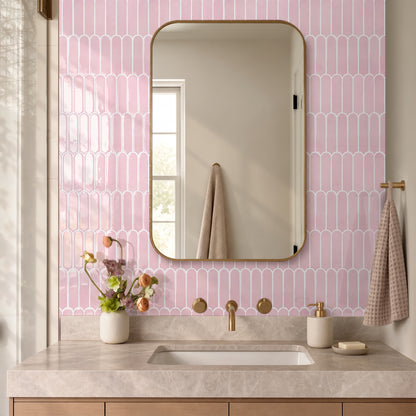 Selbstklebende Wandfliesen in Blush-Rosa – Fischschuppenmuster und Extra Dick