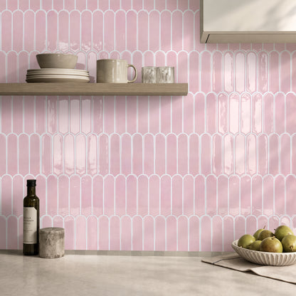 Selbstklebende Wandfliesen in Blush-Rosa – Fischschuppenmuster und Extra Dick