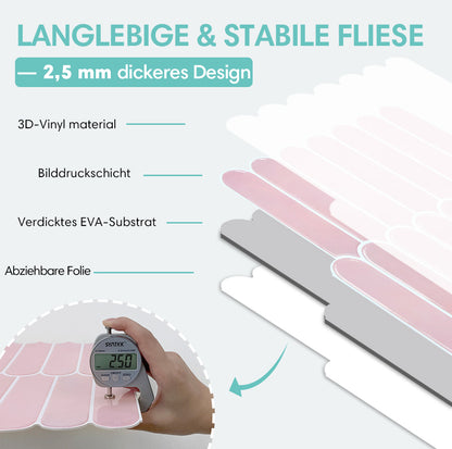 Selbstklebende Wandfliesen in Blush-Rosa – Fischschuppenmuster und Extra Dick