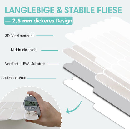 Selbstklebende Wandfliesen in Cream im Fischschuppen-Design – Dickere Ausführung für Küchenrückwände