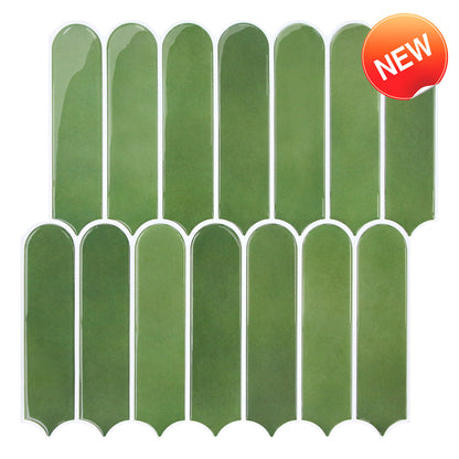 Selbstklebende Wandfliesen in Grün – Fischschuppenmuster und Extra Dick