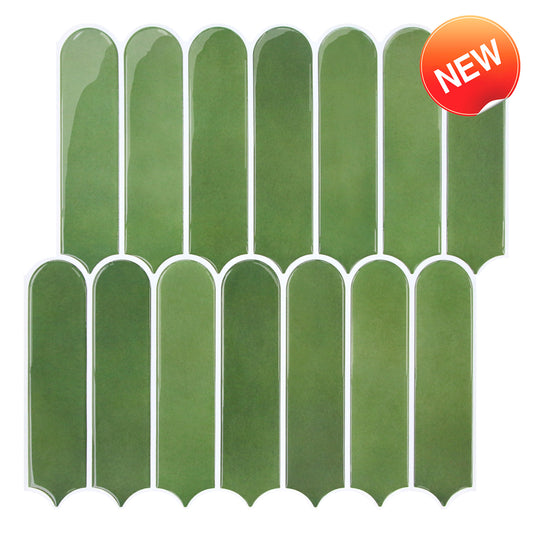 Selbstklebende Wandfliesen in Grün – Fischschuppenmuster und Extra Dick