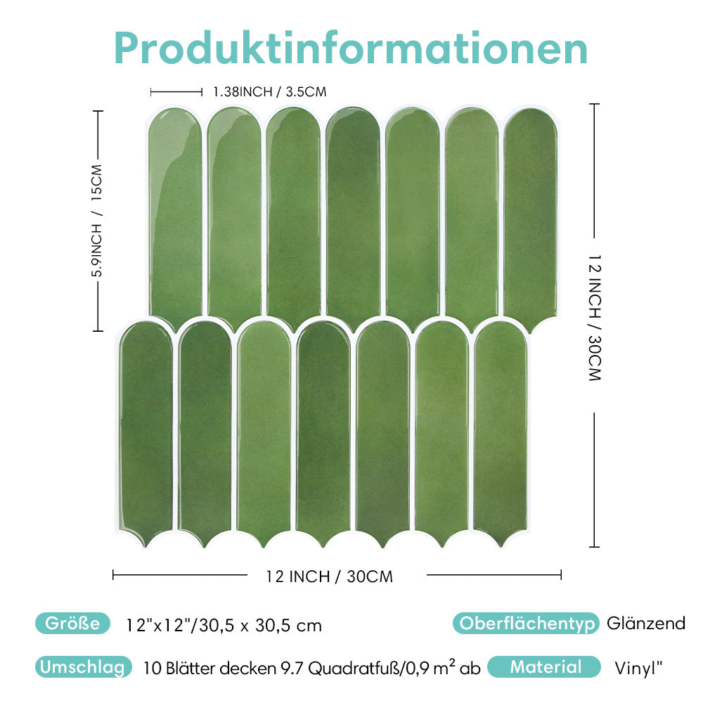 Selbstklebende Wandfliesen in Grün – Fischschuppenmuster und Extra Dick