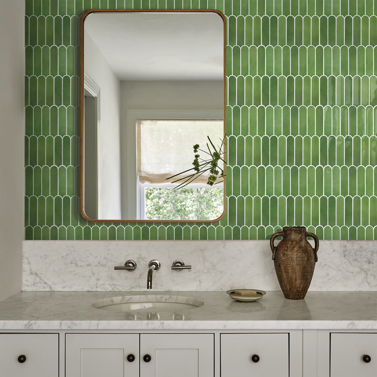 Selbstklebende Wandfliesen in Grün – Fischschuppenmuster und Extra Dick