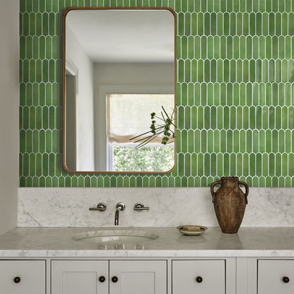 Selbstklebende Wandfliesen in Grün – Fischschuppenmuster und Extra Dick
