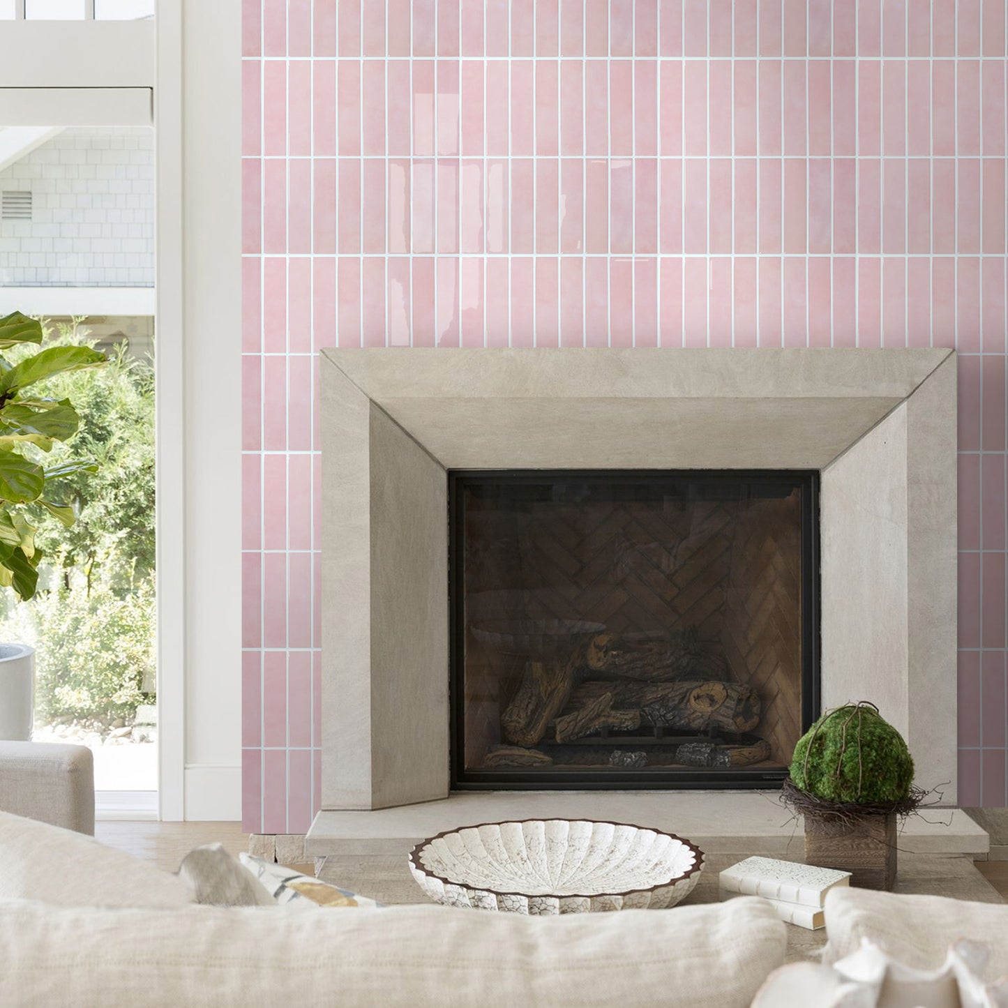 Selbstklebende Wandfliesen in Pink – Lineares Design für Küchenrückwände