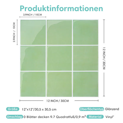 Selbstklebende Wandfliesen in Salbeigrün – Quadratisch und Extra Dick