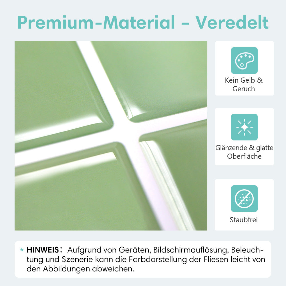 Selbstklebende Wandfliesen in Salbeigrün – Quadratisch und Extra Dick