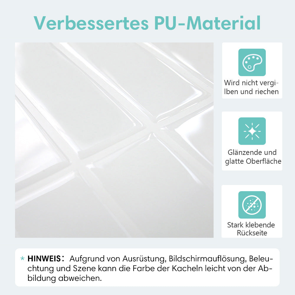 Selbstklebende Wandfliesen in Weiß – Lineares Design für Küchenrückwände