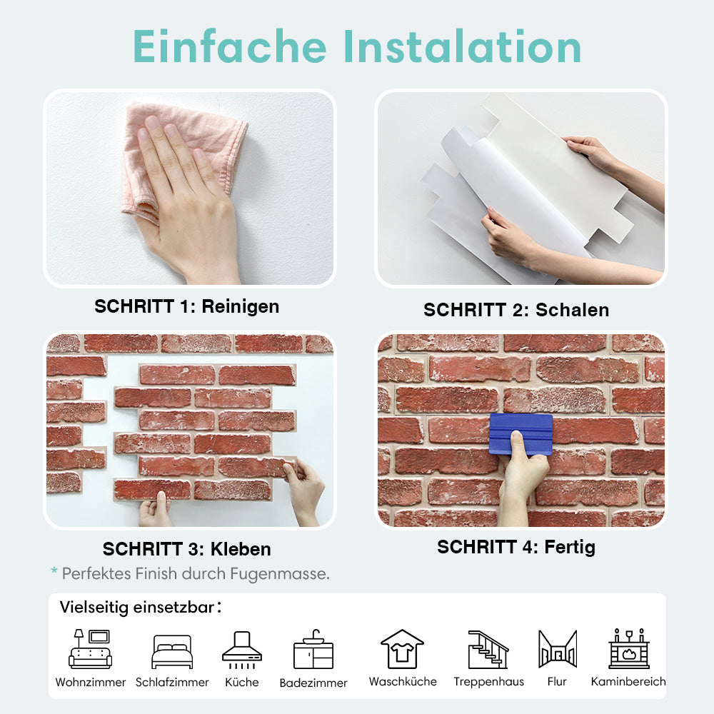 Selbstklebende 3D Wandpaneele Antike Rote Ziegeloptik
