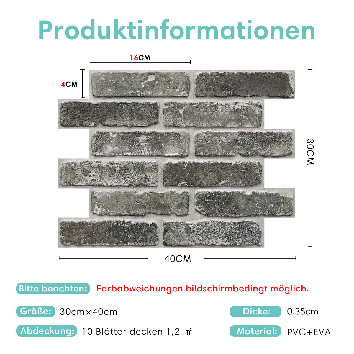 Selbstklebende 3D Wandpaneele Dunkle Antike Ziegeloptik