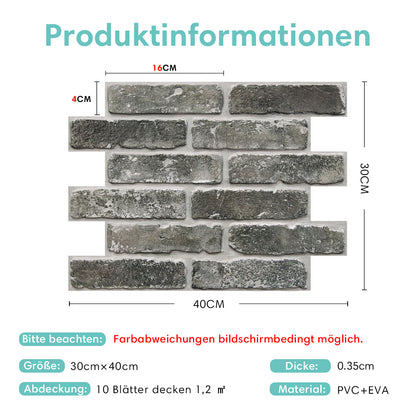 Selbstklebende 3D Wandpaneele Dunkle Antike Ziegeloptik