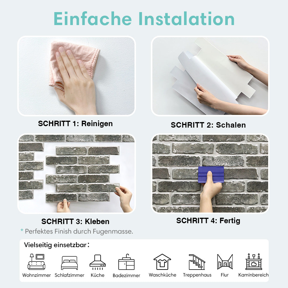 Selbstklebende 3D Wandpaneele Dunkle Antike Ziegeloptik