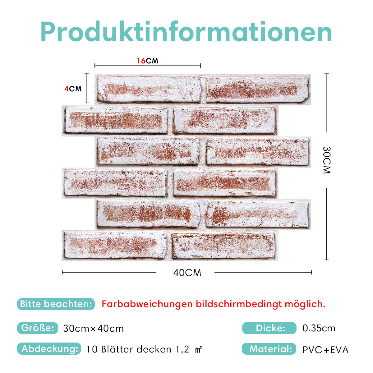 Selbstklebende 3D Wandpaneele – Kalkweiße Ziegeloptik