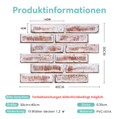 Selbstklebende 3D Wandpaneele – Kalkweiße Ziegeloptik