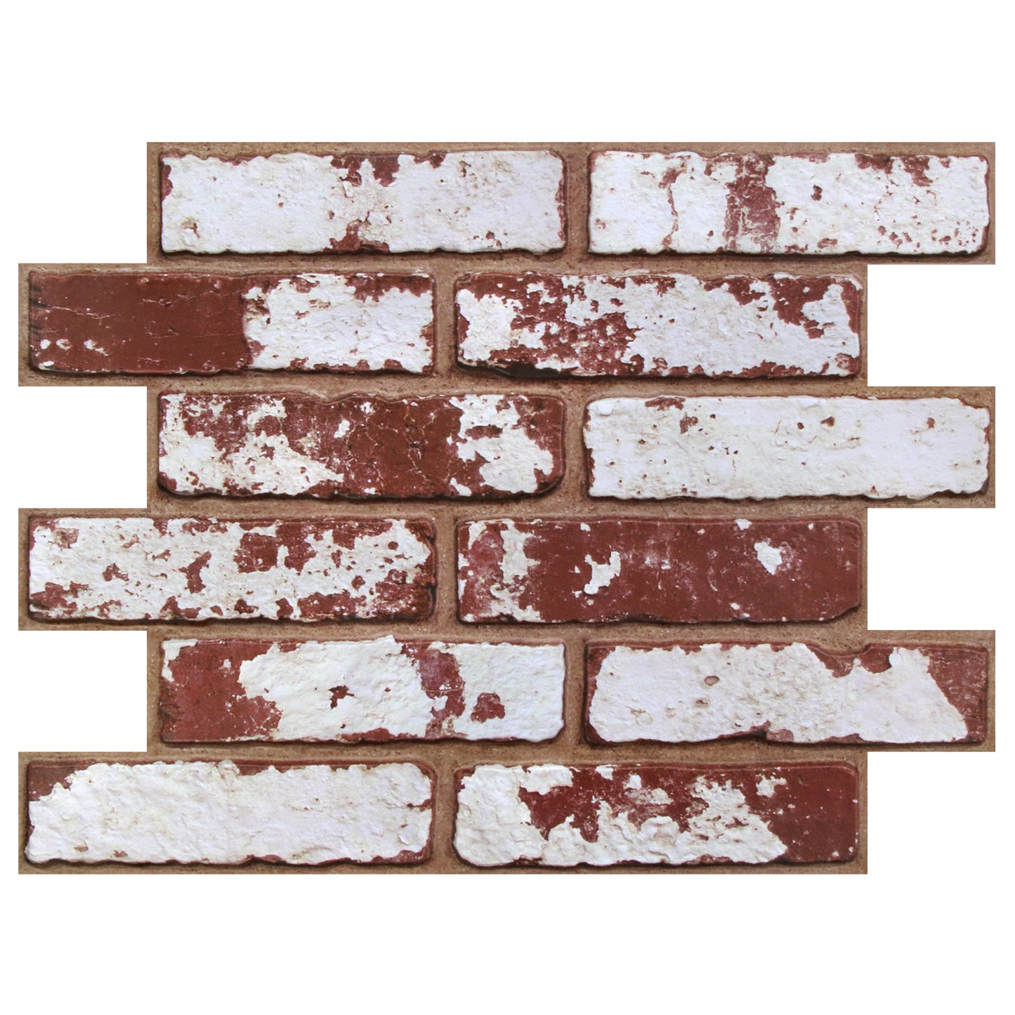 Selbstklebende 3D Wandpaneele Klassisch Rot Whitewashed in Ziegeloptik
