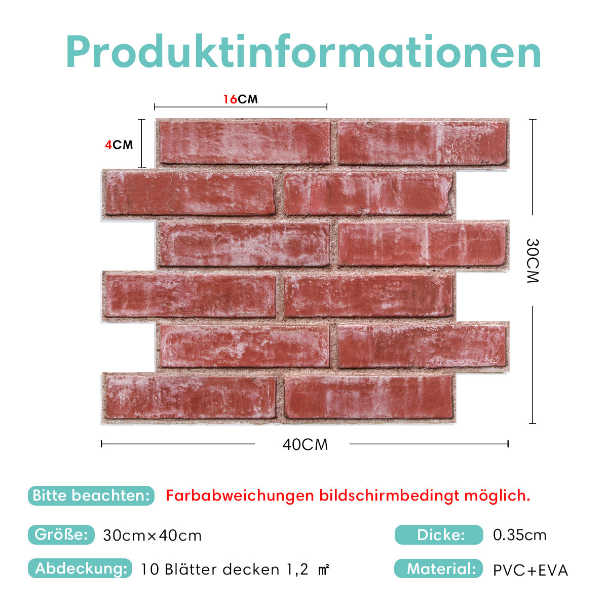 Selbstklebende 3D Wandpaneele – Rosérot Gekalkte Ziegeloptik