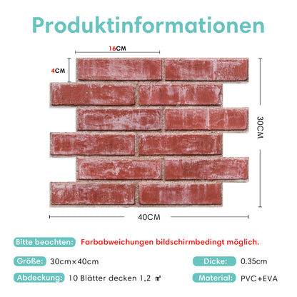 Selbstklebende 3D Wandpaneele – Rosérot Gekalkte Ziegeloptik