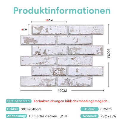 Selbstklebende 3D Wandpaneele Rustikal Kalkweiß