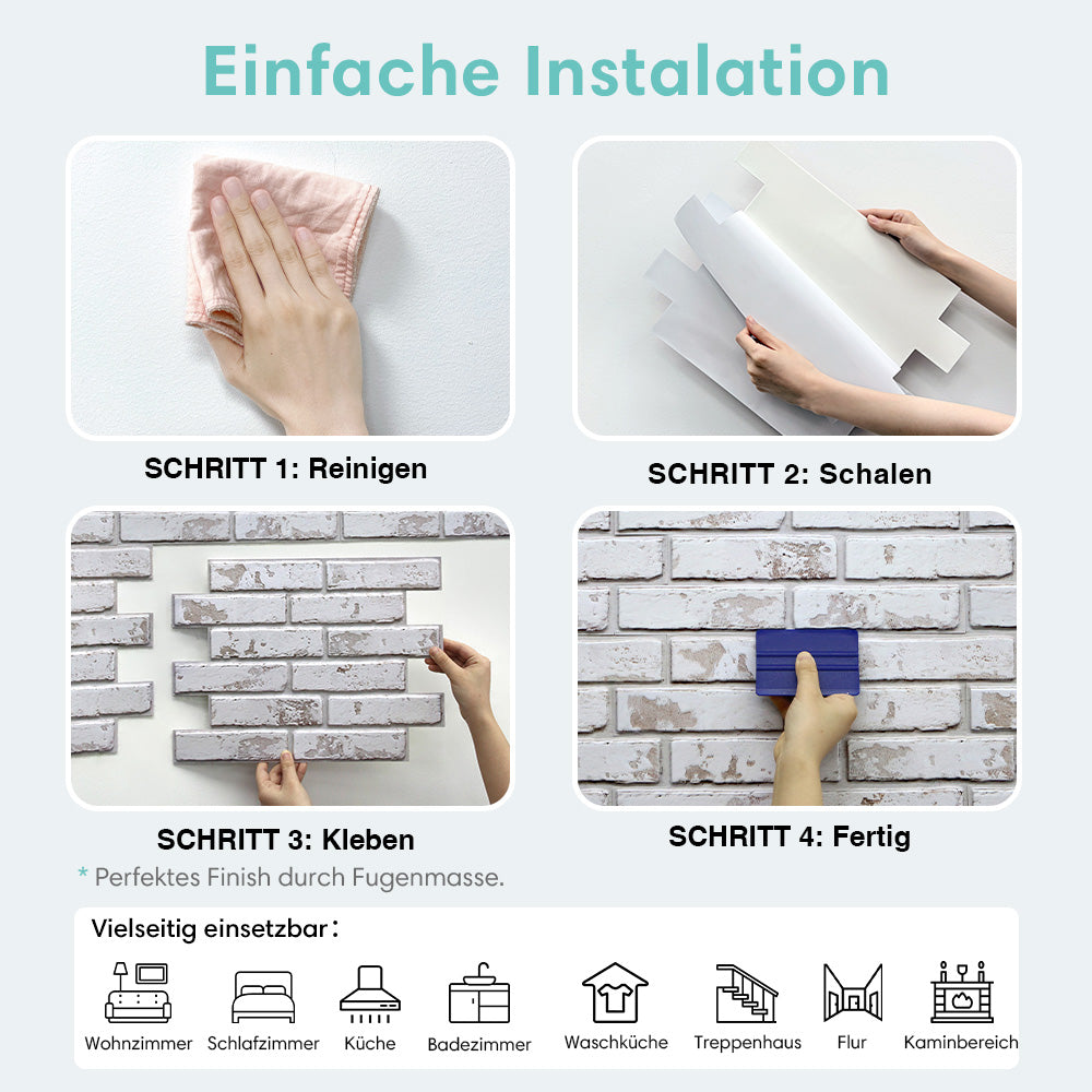 Selbstklebende 3D Wandpaneele Rustikal Kalkweiß