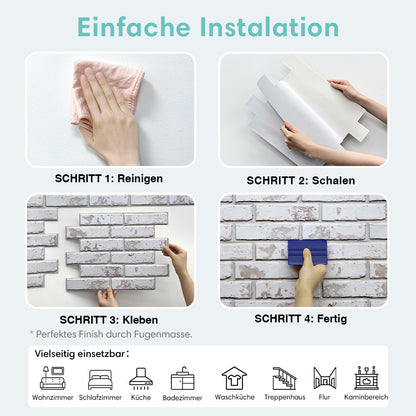 Selbstklebende 3D Wandpaneele Rustikal Kalkweiß