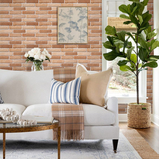 Selbstklebende 3D Wandpaneele Sandbeige Backsteinoptik