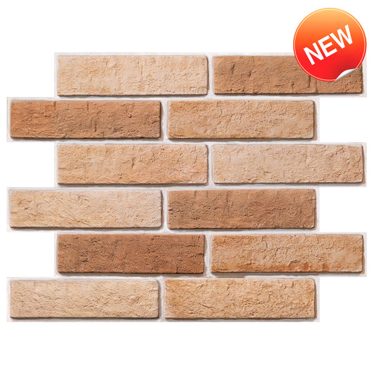 Selbstklebende 3D Wandpaneele Sandbeige Backsteinoptik