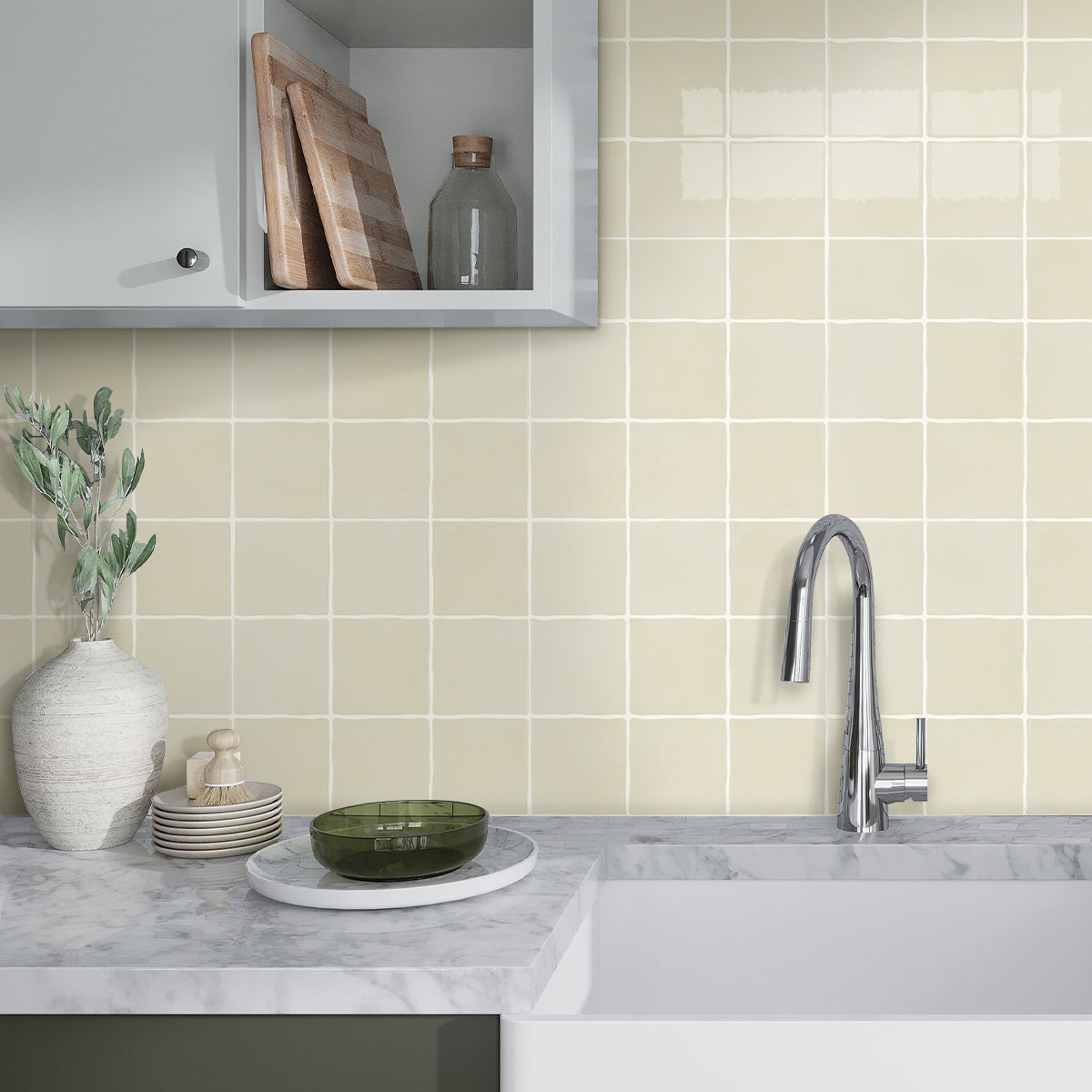 Selbstklebende Wandfliesen Beige Quadratisch-Extra Dick