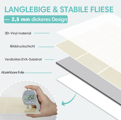 Selbstklebende Wandfliesen Beige Quadratisch-Extra Dick