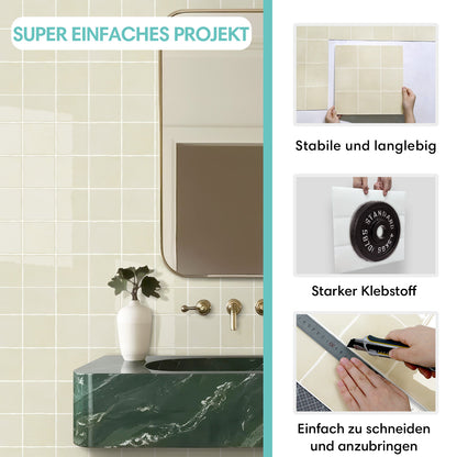 Selbstklebende Wandfliesen Beige Quadratisch-Extra Dick