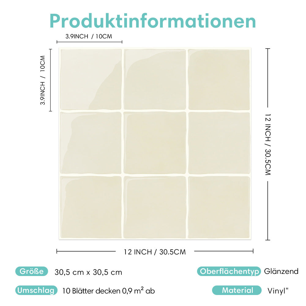 Selbstklebende Wandfliesen Beige Quadratisch-Extra Dick