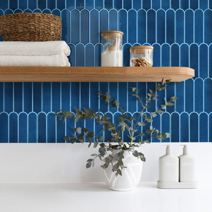 Selbstklebende Wandfliesen Dunkelblau Fischschuppen Design Dickeres