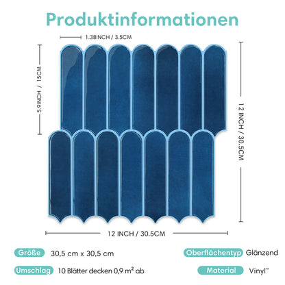 Selbstklebende Wandfliesen Dunkelblau Fischschuppen Design Dickeres