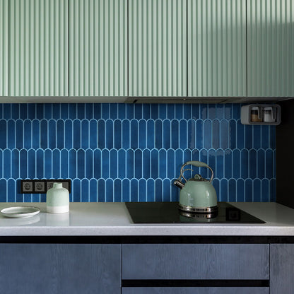 Selbstklebende Wandfliesen Dunkelblau Fischschuppen Design Dickeres