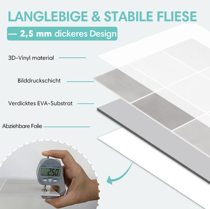 Selbstklebende Wandfliesen Grau Quadratisch– Extra Dick