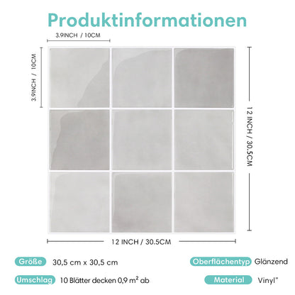 Selbstklebende Wandfliesen Grau Quadratisch– Extra Dick