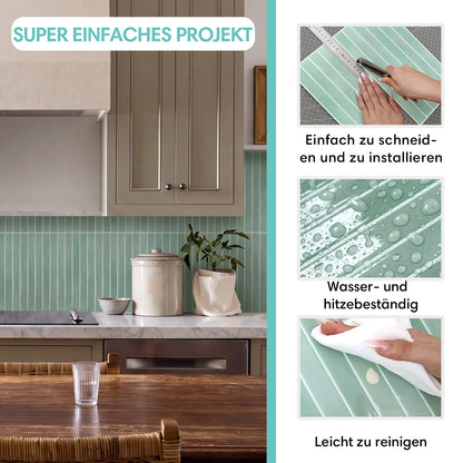 Selbstklebende Wandfliesen Hellgrün Stabmosaik