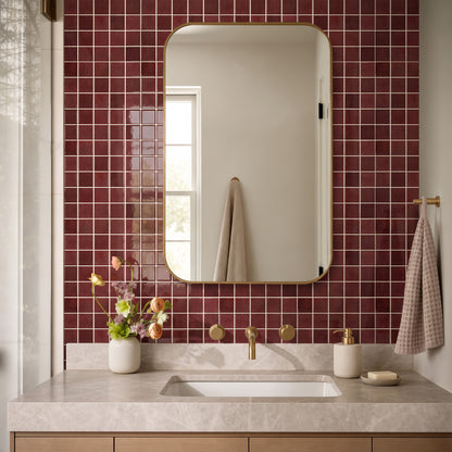 Selbstklebende Wandfliesen Quadratisch Rot – Extra Dickes Design