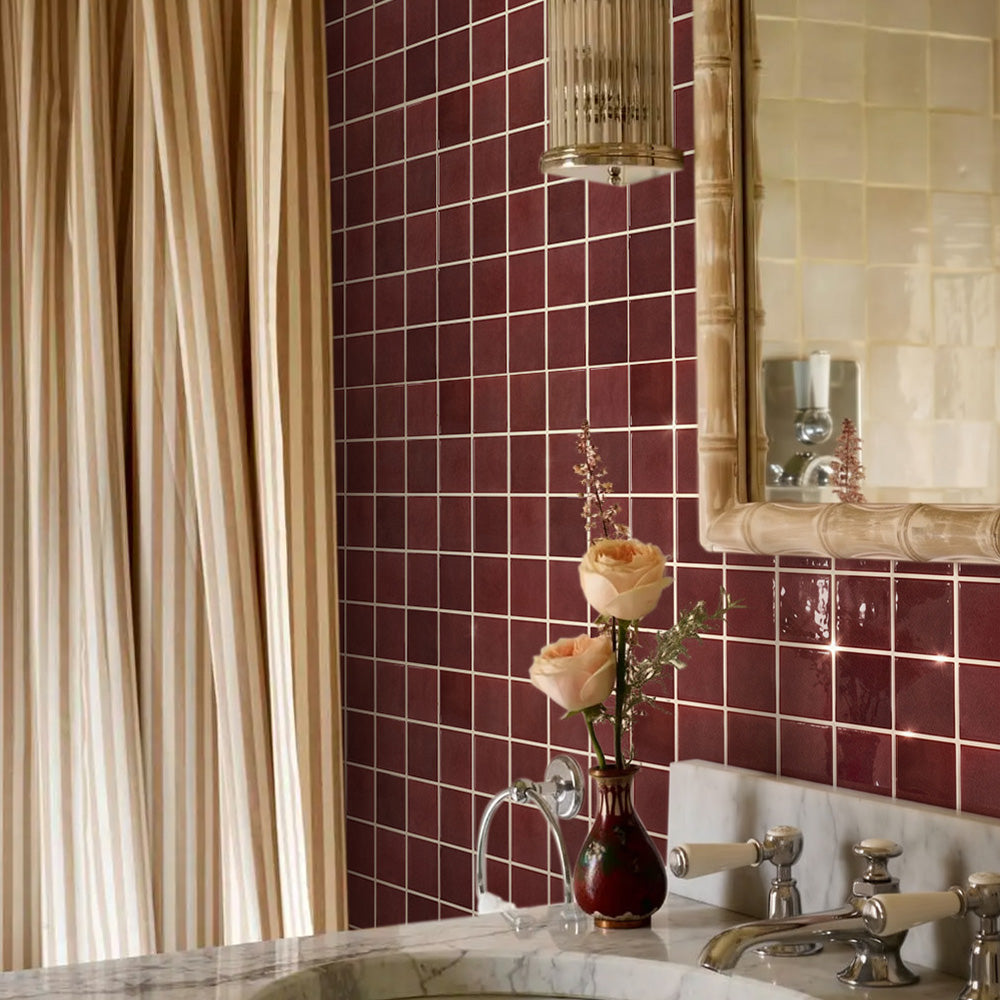 Selbstklebende Wandfliesen Quadratisch Rot – Extra Dickes Design