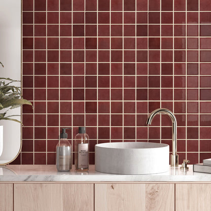 Selbstklebende Wandfliesen Quadratisch Rot – Extra Dickes Design