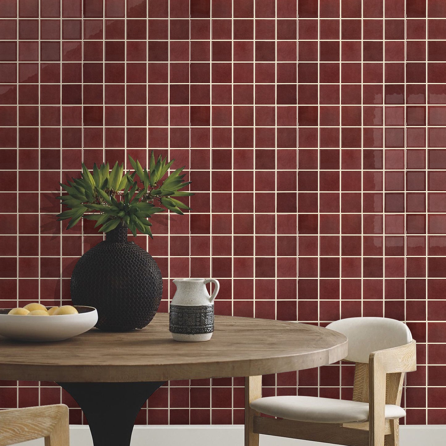 Selbstklebende Wandfliesen Quadratisch Rot – Extra Dickes Design