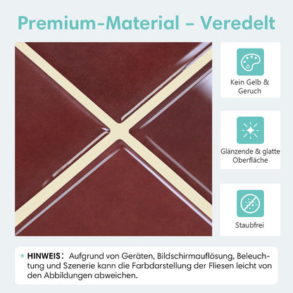 Selbstklebende Wandfliesen Quadratisch Rot – Extra Dickes Design