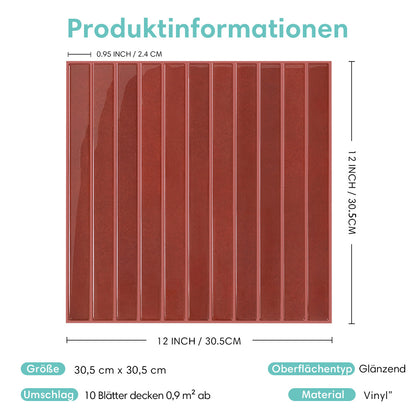 Selbstklebende Wandfliesen Rot Stabmosaik