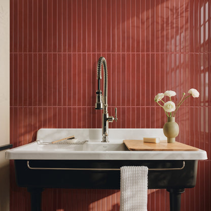 Selbstklebende Wandfliesen Rot Stabmosaik