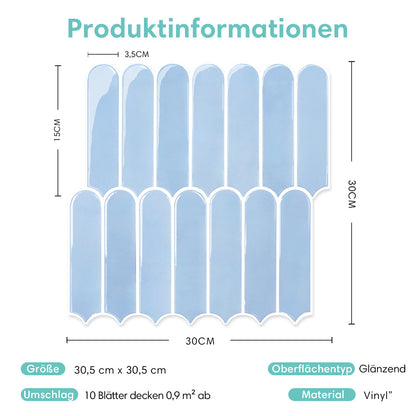 Selbstklebende Wandfliesen in Aqua-Blau – Fischschuppenmuster und Extra Dick