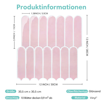 Selbstklebende Wandfliesen in Blush-Rosa – Fischschuppenmuster und Extra Dick