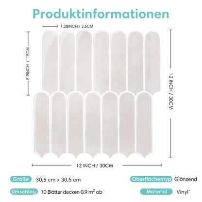 Selbstklebende Wandfliesen in Cream im Fischschuppen-Design – Dickere Ausführung für Küchenrückwände