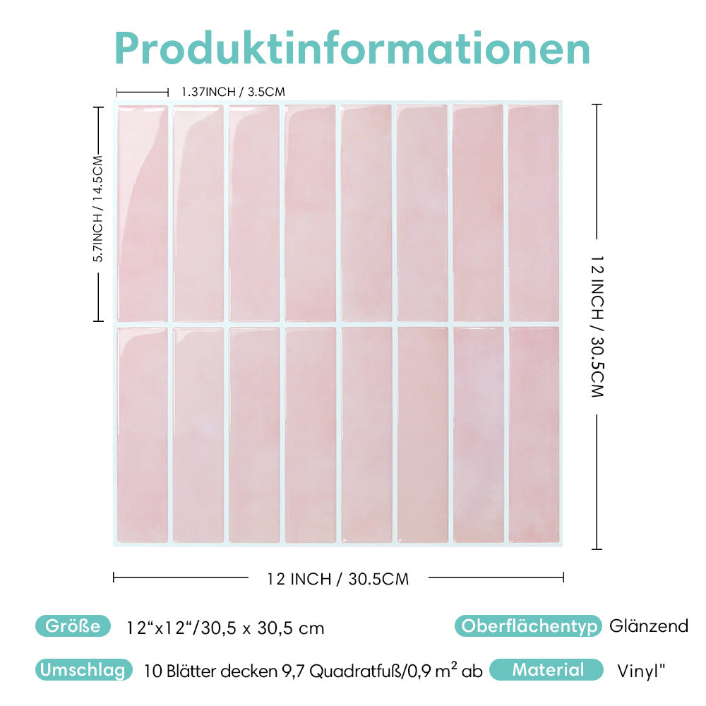 Selbstklebende Wandfliesen in Pink – Lineares Design für Küchenrückwände
