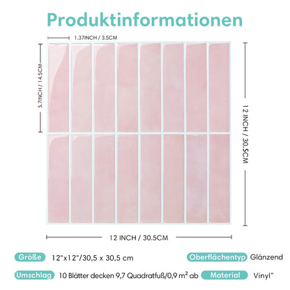 Selbstklebende Wandfliesen in Pink – Lineares Design für Küchenrückwände