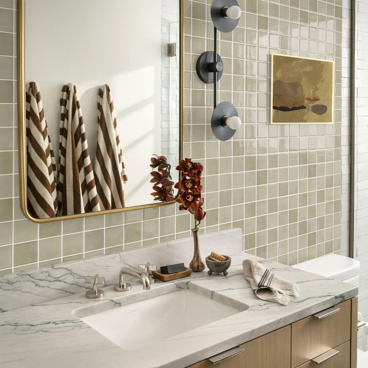 Wandfliesen Selbstklebend Quadratisch Greige – Extra Dickes Design